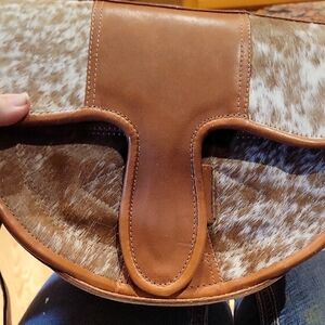 Brown and Tan Leather Saddle Bag